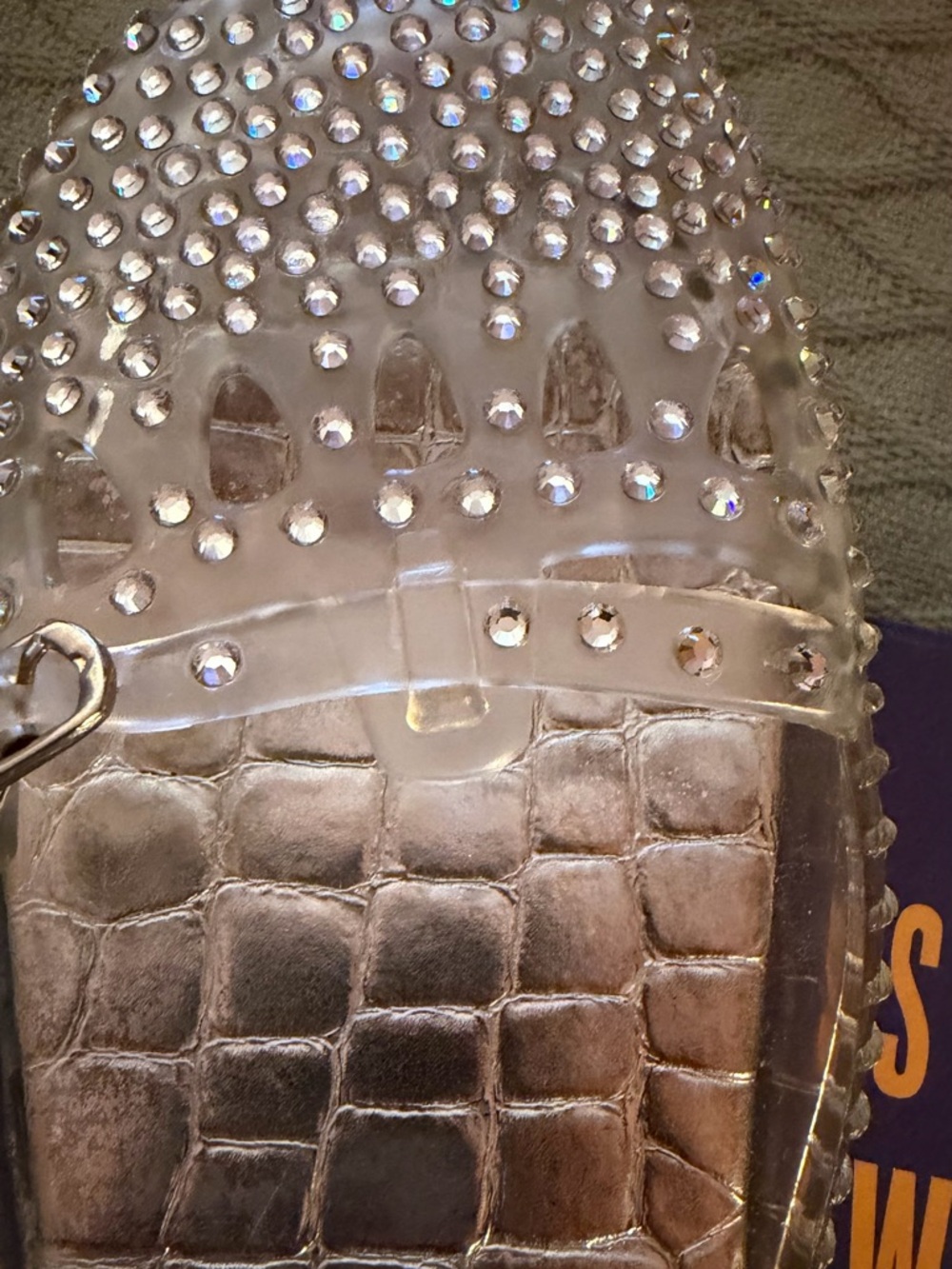 Stuart Weitzman clear jelly slip ons with Crystals on top foot part Size 7 - Picture 3 of 16